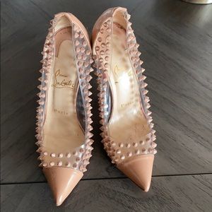 Christian Louboutin 'Spike Me' PVC Nude  size 38